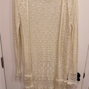 Harper Cream Open-Weave Lightweight Cardigan
